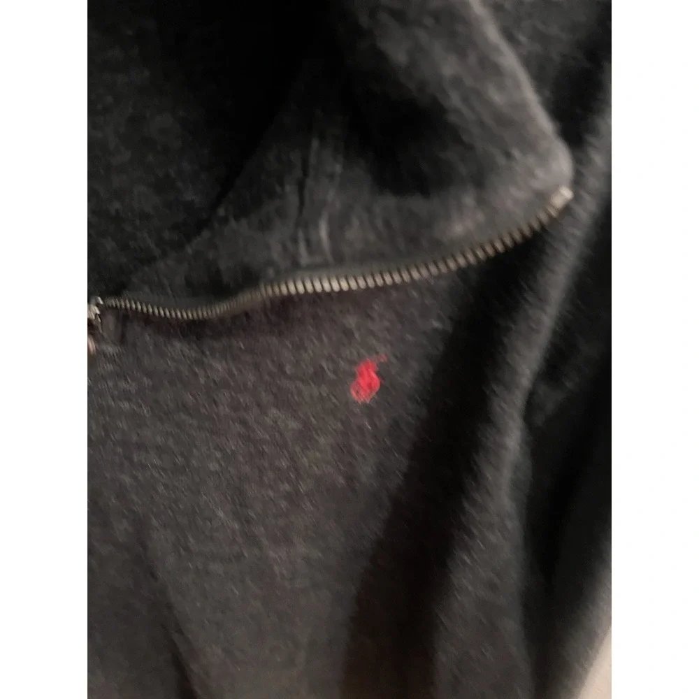 Polo Ralph Lauren Mens Charcoal Gray Estate Rib 1/4 Zip Size Large